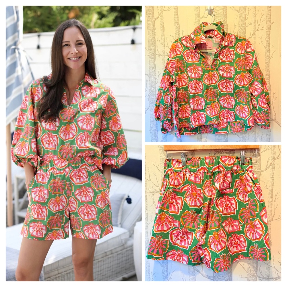Take Pause Top and Short Set  - Jolly Bloom  Size XS  NWT